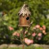 Country Style Iron Birdhouse Stake "Round House"