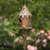 Country Style Iron Birdhouse Stake "Round House"