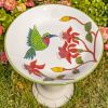 15" Tall Porcelain Birdbath with Hand Painted Hummingbird & Flower "Walela"