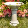 15" Tall Porcelain Birdbath with Hand Painted Hummingbird & Flower "Walela"