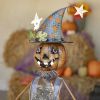 42.5" Tall Metal Pumpkin Witch with Owl Candy Holder Halloween Decoration