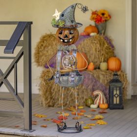 42.5" Tall Pumpkin Witch with Jack-O-Lantern Candy Holder Halloween Decoration