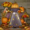 27" Tall Big Head Pumpkin Figurine with Candy Jar "Jack"