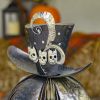 Victorian Style Halloween Pumpkin Carriage with Top Hat & Skull Detail
