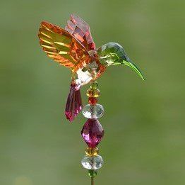 Set of 6 Assorted 22" Tall Five Tone Acrylic Hummingbird Pot Stakes