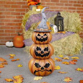 31" Tall Iron Jack-O-Lantern Totem Pole Halloween Decoration