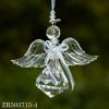 Set of 6 Assorted Hanging Clear Acrylic Angel Ornaments