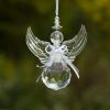 Set of 6 Assorted Hanging Clear Acrylic Angel Ornaments