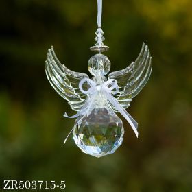 Set of 6 Assorted Hanging Clear Acrylic Angel Ornaments