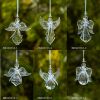 Set of 6 Assorted Hanging Clear Acrylic Angel Ornaments