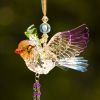 Set of 6 Assorted Five Tone Hanging Acrylic Robin Ornaments