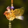 Set of 6 Assorted Five Tone Hanging Acrylic Robin Ornaments