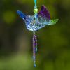 Set of 6 Assorted Short Acrylic Blue Jay Ornaments with Beaded Tassel