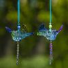 Set of 6 Assorted Short Acrylic Blue Jay Ornaments with Beaded Tassel