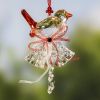 Set of 6 Assorted Hanging Acrylic Sparrow Ornaments with Bells