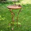 Shallow Antique Copper Birdbath with Three Leg Stand