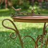 Shallow Antique Copper Birdbath with Three Leg Stand