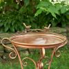 Shallow Antique Copper Birdbath with Three Leg Stand