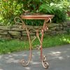 Shallow Antique Copper Birdbath with Three Leg Stand