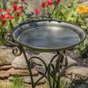 Shallow Galvanized Birdfeeder and Tray with Three Leg Stand