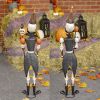 36" Tall Set of 2 Small Halloween Skeleton Soldiers Holding Staffs