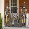 36" Tall Set of 2 Small Halloween Skeleton Soldiers Holding Staffs