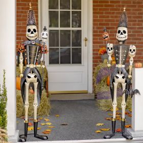 Set of 2 Standing Halloween Skeleton Soldiers