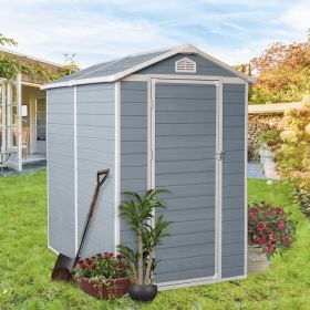 6x4ft Resin Outdoor Storage Shed Kit-Perfect to Store Patio Furniture,Grey