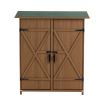 56"L x 19.5"W x 64"H Outdoor Storage Shed with Lockable Door, Wooden Tool Storage Shed w/Detachable Shelves & Pitch Roof,Yellow Brown