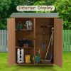 56"L x 19.5"W x 64"H Outdoor Storage Shed with Lockable Door, Wooden Tool Storage Shed w/Detachable Shelves & Pitch Roof,Yellow Brown