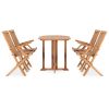5 Piece Folding Patio Dining Set Solid Teak Wood