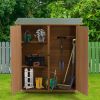 56"L x 19.5"W x 64"H Outdoor Storage Shed with Lockable Door, Wooden Tool Storage Shed w/Detachable Shelves & Pitch Roof,Yellow Brown