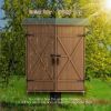 56"L x 19.5"W x 64"H Outdoor Storage Shed with Lockable Door, Wooden Tool Storage Shed w/Detachable Shelves & Pitch Roof,Yellow Brown
