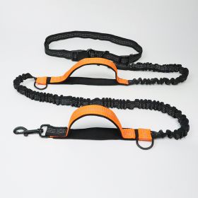 Amazon direct pet supplies multi-function running reflective pull dog leash double elastic dog leash traction (Option: Orange Foam)