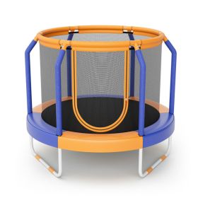Mini Trampoline with Enclosure and Heavy-duty Metal Frame (Color: Orange)